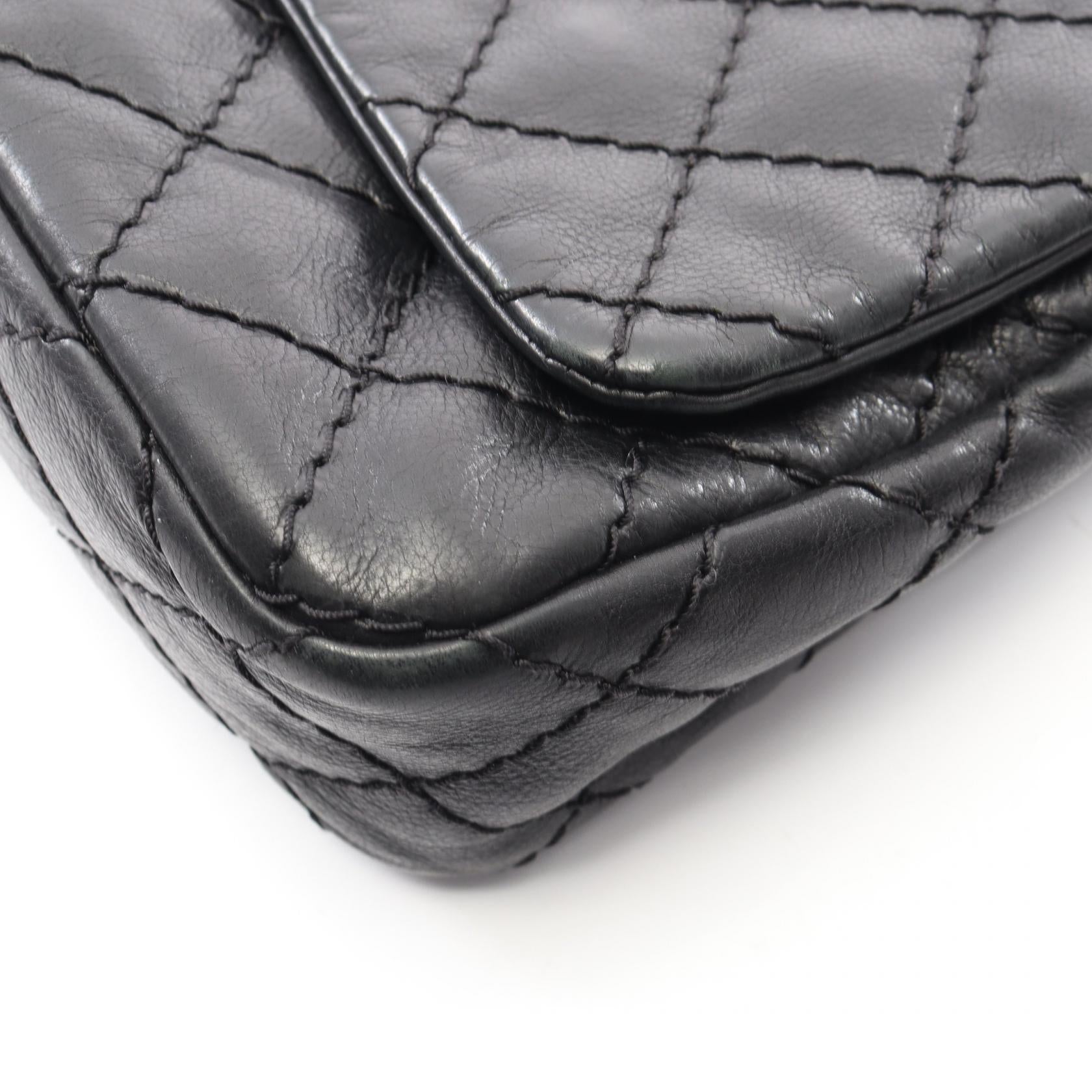 ワイルドステッチ チェーンショルダーバッグ レザー ブラック シルバー金具 シャネル バッグ CHANEL