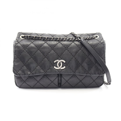 ワイルドステッチ チェーンショルダーバッグ レザー ブラック シルバー金具 シャネル バッグ CHANEL