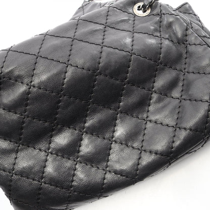 ワイルドステッチ チェーンショルダーバッグ レザー ブラック シルバー金具 シャネル バッグ CHANEL
