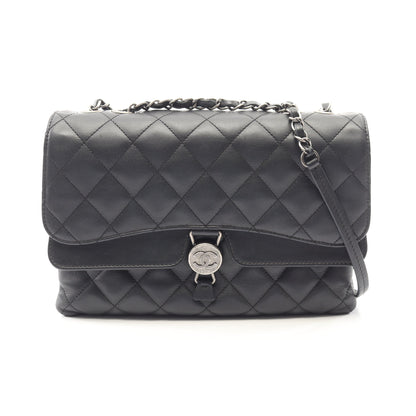 マトラッセ チェーンショルダーバッグ ラムスキン ブラック シルバー金具 シャネル バッグ CHANEL