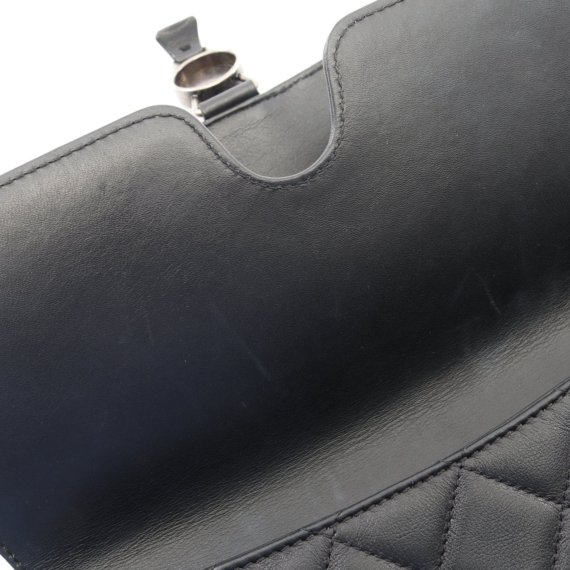 マトラッセ チェーンショルダーバッグ ラムスキン ブラック シルバー金具 シャネル バッグ CHANEL