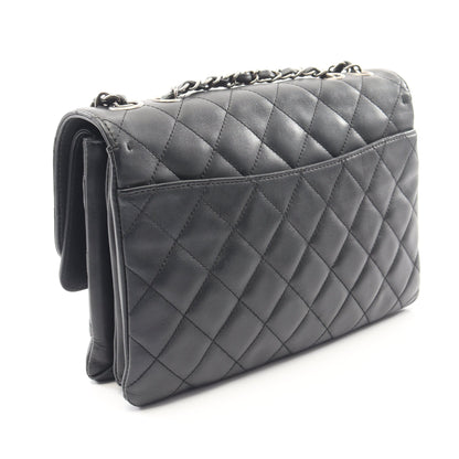 マトラッセ チェーンショルダーバッグ ラムスキン ブラック シルバー金具 シャネル バッグ CHANEL