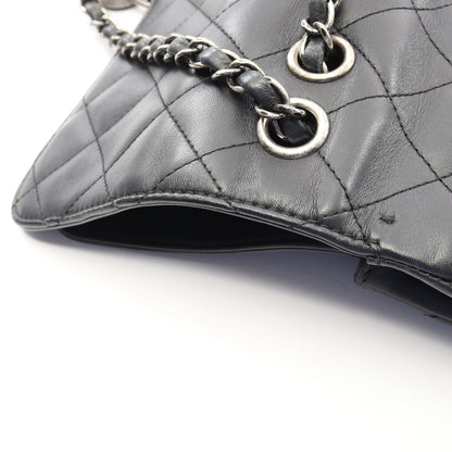 マトラッセ チェーンショルダーバッグ ラムスキン ブラック シルバー金具 シャネル バッグ CHANEL