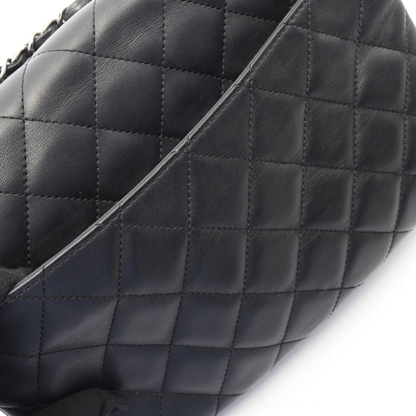 マトラッセ チェーンショルダーバッグ ラムスキン ブラック シルバー金具 シャネル バッグ CHANEL