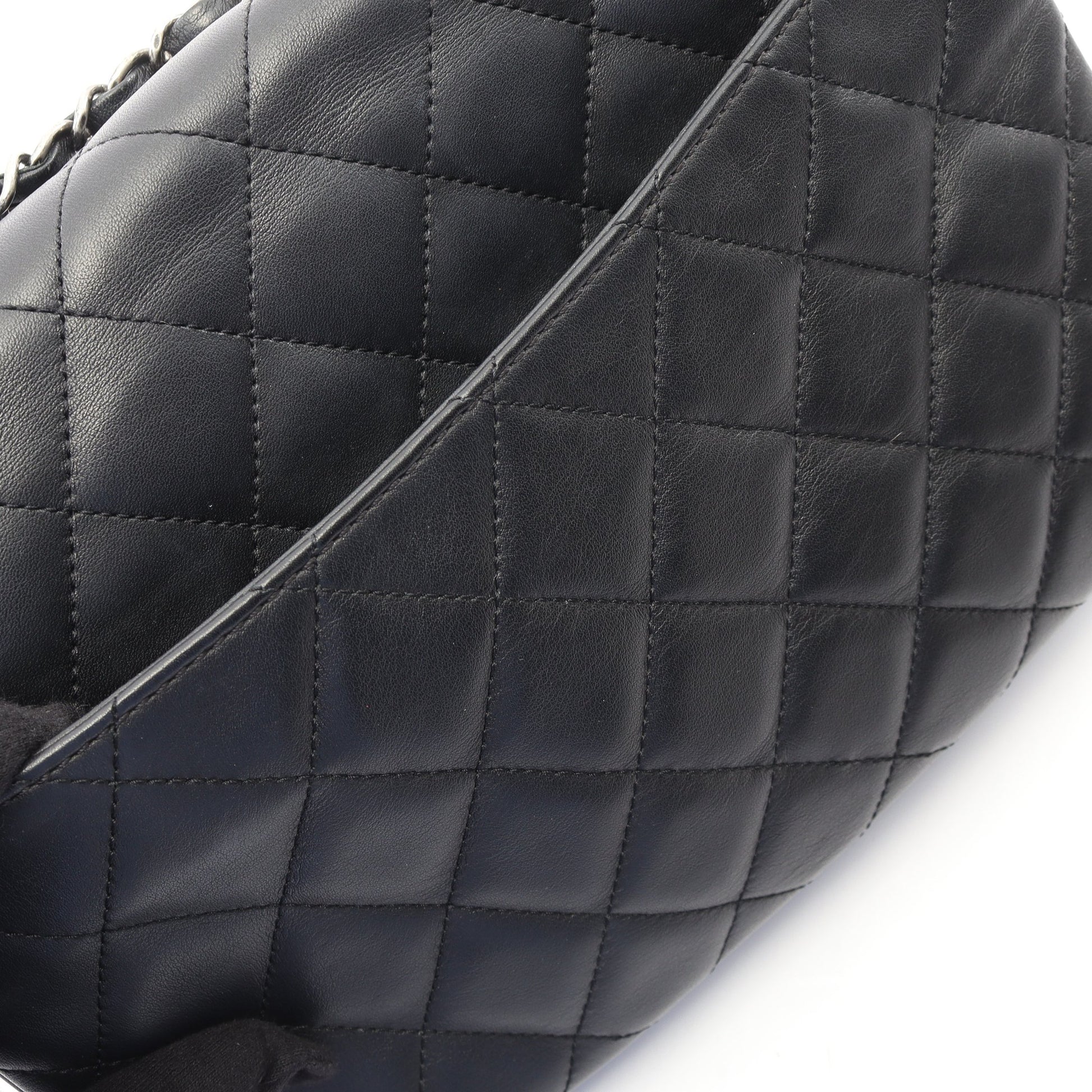 マトラッセ チェーンショルダーバッグ ラムスキン ブラック シルバー金具 シャネル バッグ CHANEL