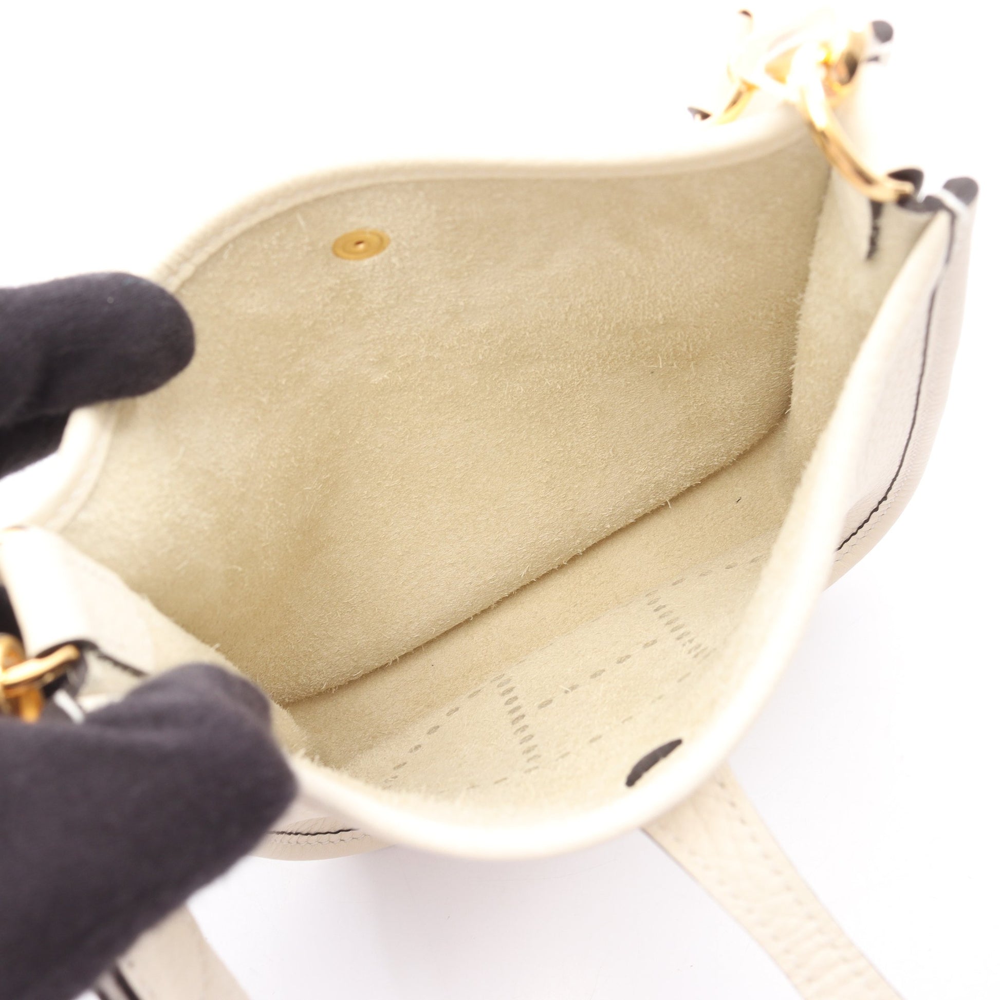 エヴリンアマゾンTPM クレーム ショルダーバッグ トリヨンクレマンス アイボリー ゴールド金具 K刻印 エルメス バッグ HERMES