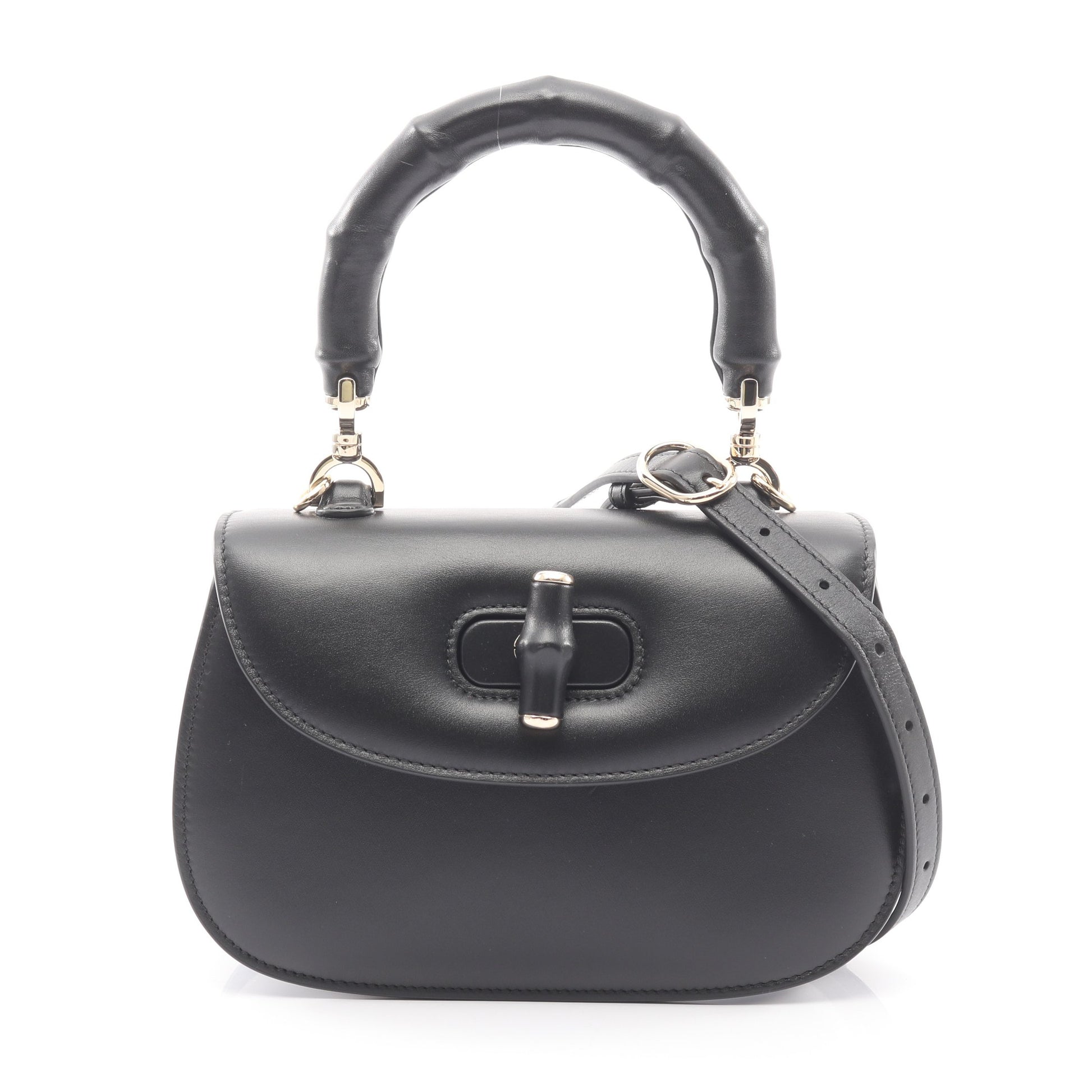 バンブー 1947 スモール 2WAY ハンドバッグ レザー ブラック グッチ バッグ GUCCI