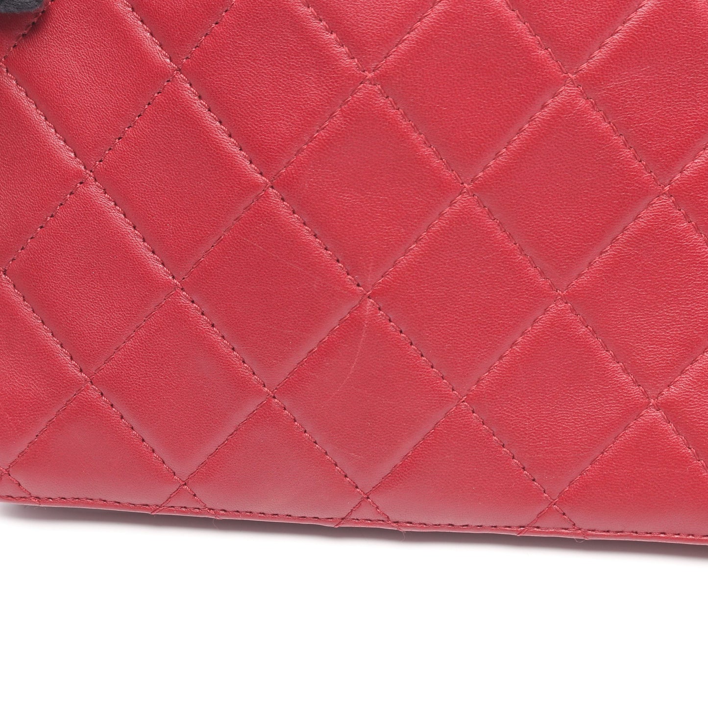 マトラッセ Wチェーンショルダーバッグ ラムスキン レッド シルバー金具 シャネル バッグ CHANEL