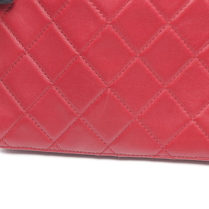 マトラッセ Wチェーンショルダーバッグ ラムスキン レッド シルバー金具 シャネル バッグ CHANEL