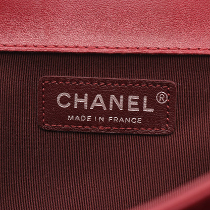 マトラッセ Wチェーンショルダーバッグ ラムスキン レッド シルバー金具 シャネル バッグ CHANEL
