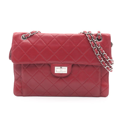 マトラッセ Wチェーンショルダーバッグ ラムスキン レッド シルバー金具 シャネル バッグ CHANEL