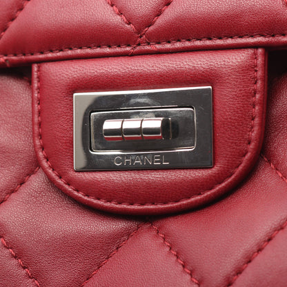 マトラッセ Wチェーンショルダーバッグ ラムスキン レッド シルバー金具 シャネル バッグ CHANEL