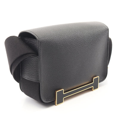 ゲタ ショルダーバッグ シェーブル ブラック ゴールド金具 K刻印 エルメス バッグ HERMES