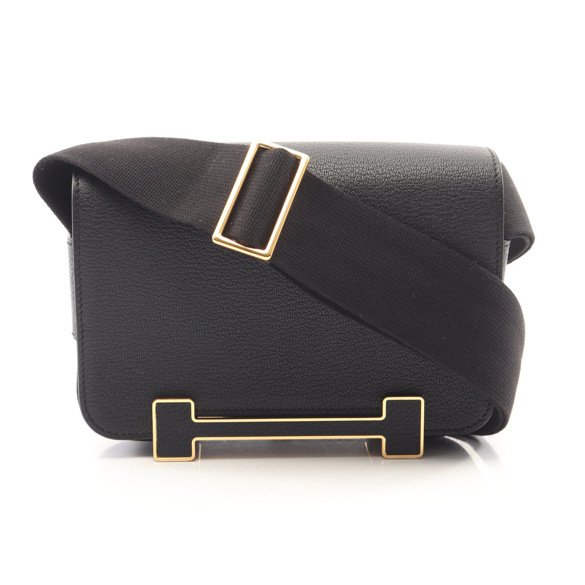 ゲタ ショルダーバッグ シェーブル ブラック ゴールド金具 K刻印 エルメス バッグ HERMES