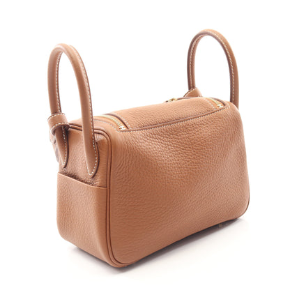 リンディ ミニ ゴールド ショルダーバッグ トリヨンクレマンス ブラウン ゴールド金具 W刻印 エルメス バッグ HERMES
