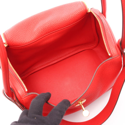 リンディ26 ルージュトマト ショルダーバッグ トリヨンクレマンス レッド ゴールド金具 C刻印 エルメス バッグ HERMES