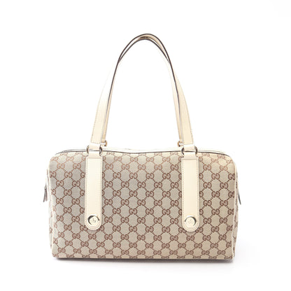 GGキャンバス ショルダーバッグ キャンバス レザー ベージュ ホワイト グッチ バッグ GUCCI
