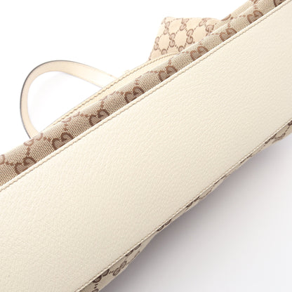 GGキャンバス ショルダーバッグ キャンバス レザー ベージュ ホワイト グッチ バッグ GUCCI