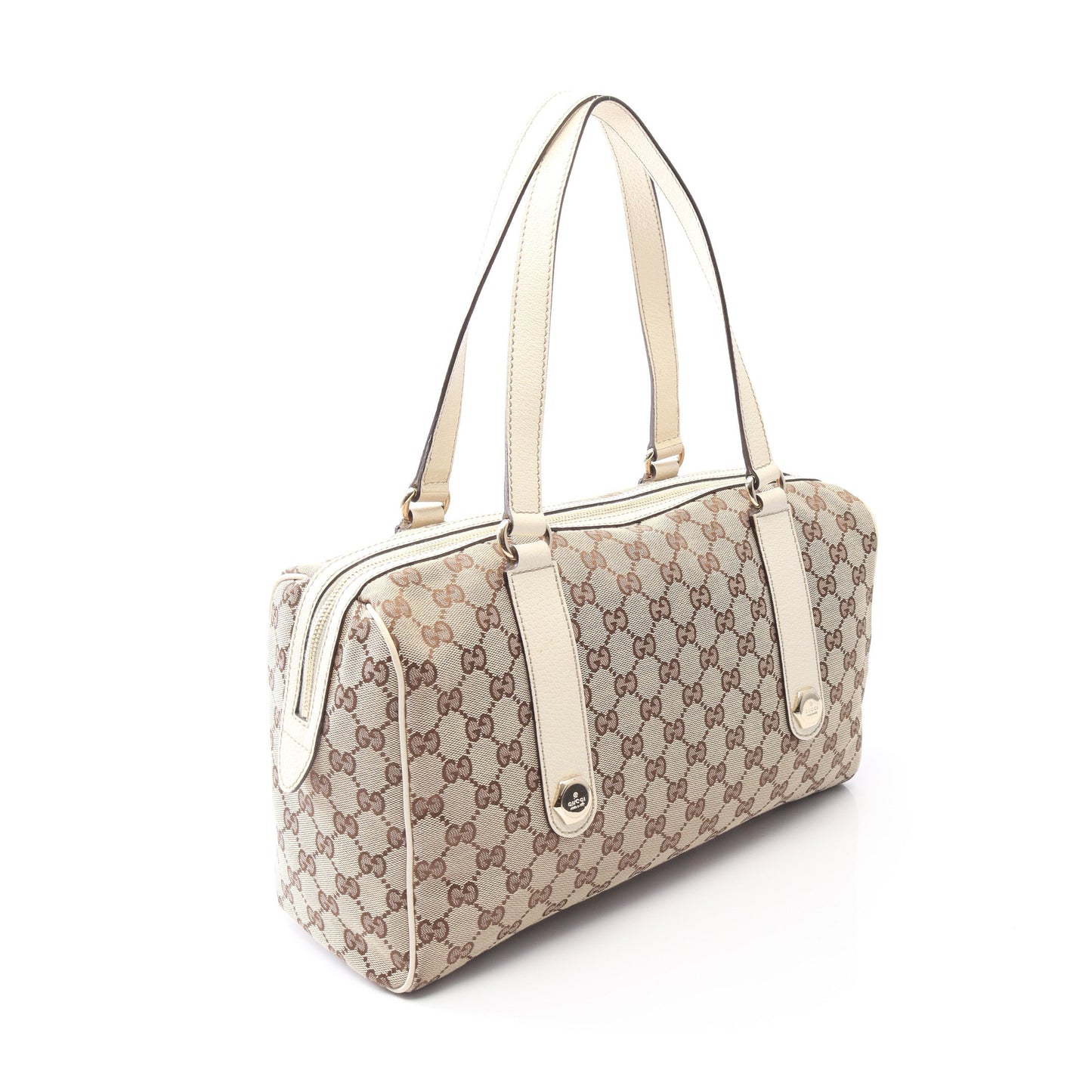 GGキャンバス ショルダーバッグ キャンバス レザー ベージュ ホワイト グッチ バッグ GUCCI