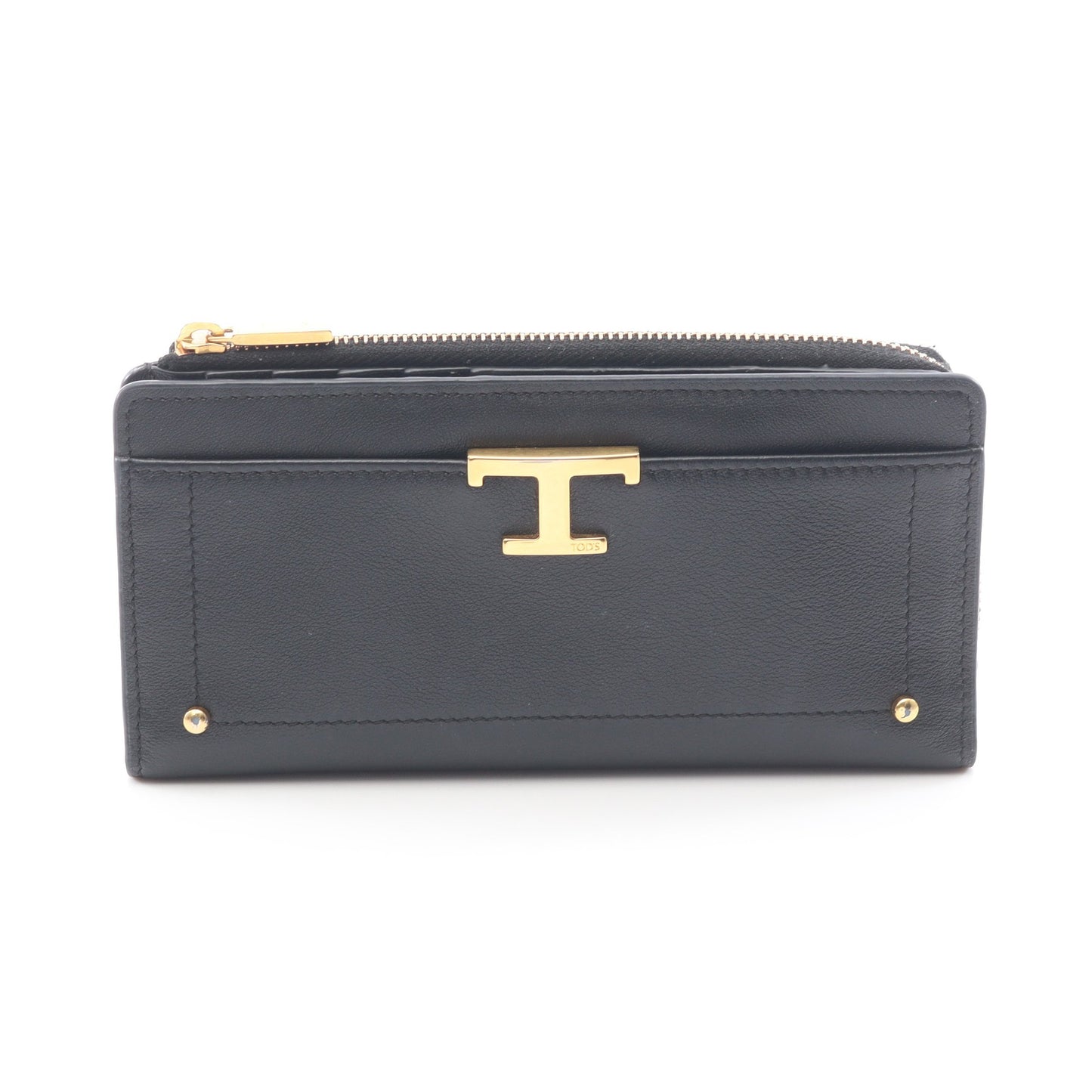 T Timeless ラウンドファスナー二つ折り財布 レザー ブラック トッズ 財布・小物 TOD'S