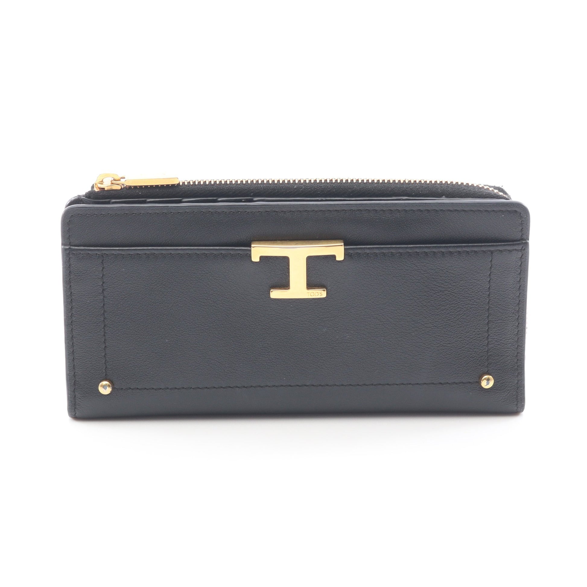 T Timeless ラウンドファスナー二つ折り財布 レザー ブラック トッズ 財布・小物 TOD'S
