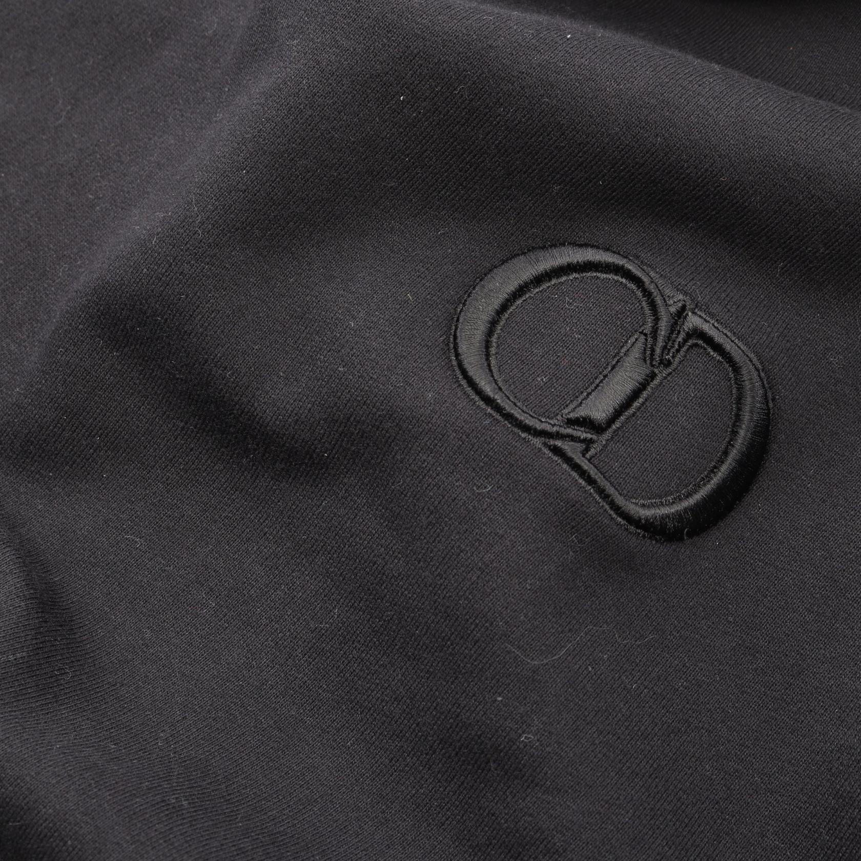 CDロゴ刺繍 プルオーバーパーカー コットン ブラック ディオール トップス DIOR