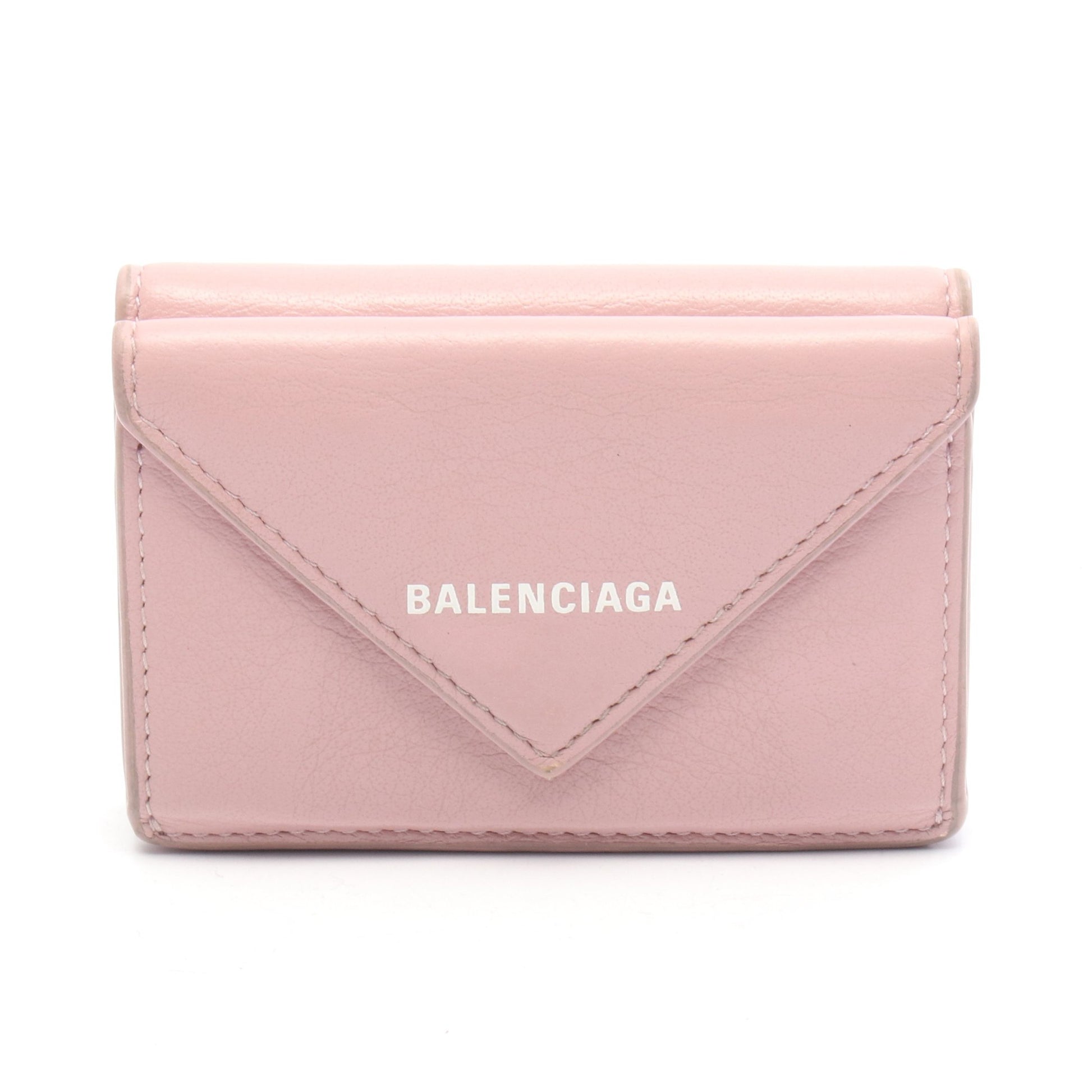 ペーパーミニウォレット 三つ折り財布 レザー ダスティピンク バレンシアガ 財布・小物 BALENCIAGA