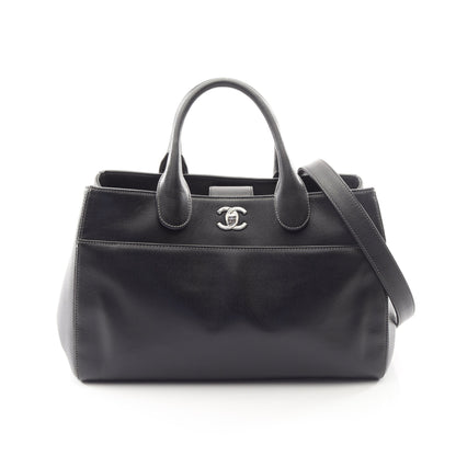 ココマーク 2WAY ハンドバッグ トートバッグ キャビアスキン ブラック シルバー金具 シャネル バッグ CHANEL