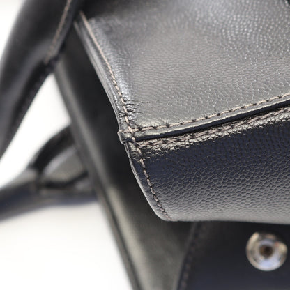 ココマーク 2WAY ハンドバッグ トートバッグ キャビアスキン ブラック シルバー金具 シャネル バッグ CHANEL