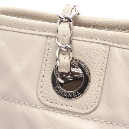 ドーヴィル チェーンショルダーバッグ チェーントートバッグ レザー オフホワイト シルバー金具 シャネル バッグ CHANEL