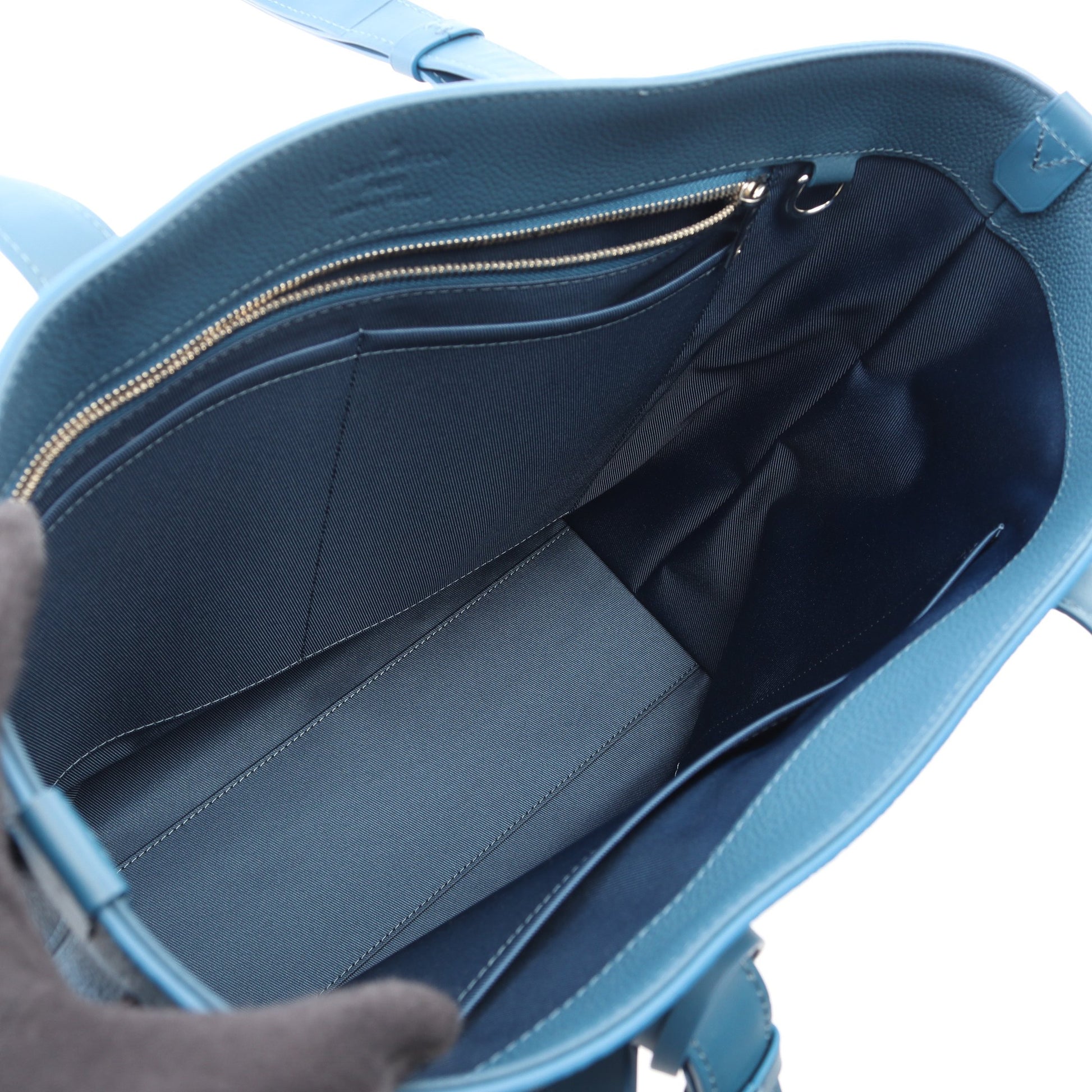 ファストライン LVアエログラム ブルーアトランティック ショルダーバッグ トートバッグ レザー ブルー ルイヴィトン バッグ LOUIS VUITTON