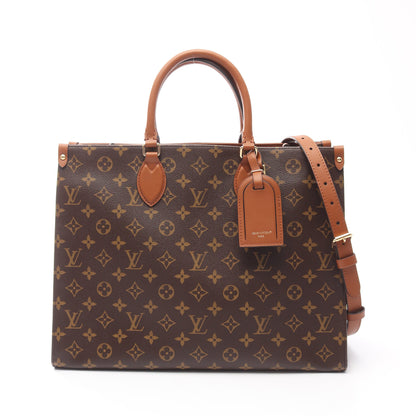 オンザゴー オーガナイザー モノグラム 2WAY ハンドバッグ トートバッグ PVC レザー ブラウン ルイヴィトン バッグ LOUIS VUITTON
