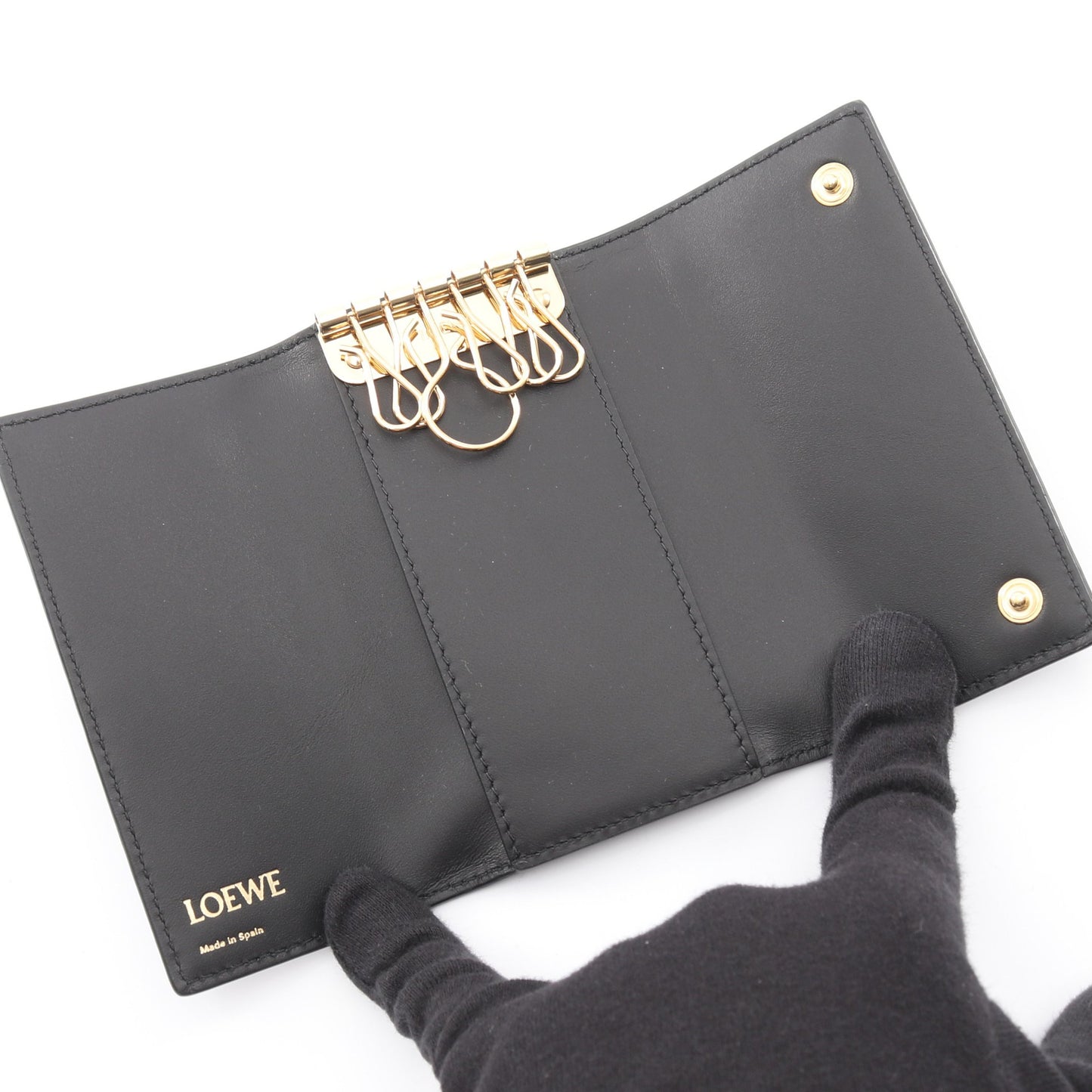 リピートアナグラム 6連 キーケース レザー ブラック ロエベ 財布・小物 LOEWE
