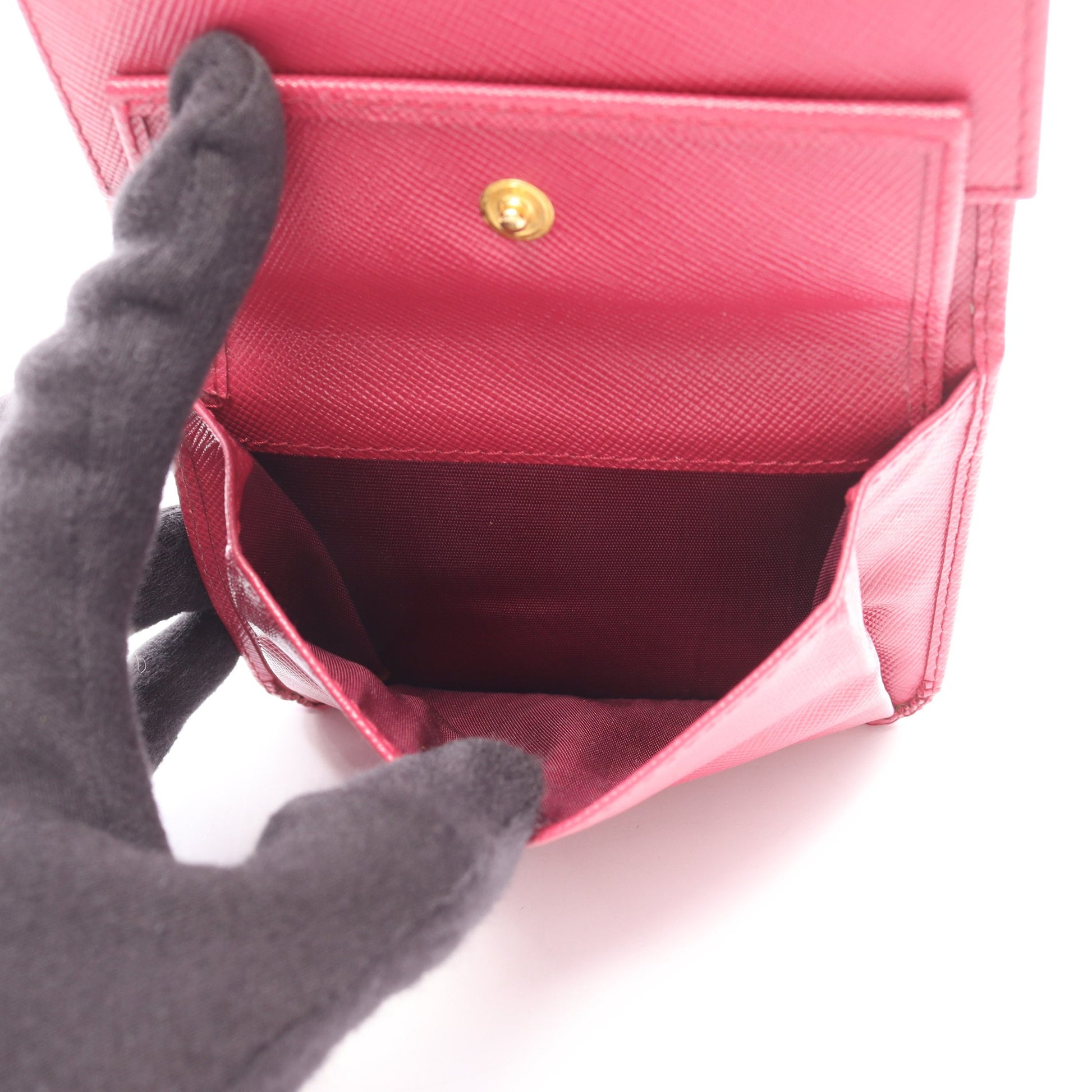 SAFFIANO 二つ折り財布 サフィアーノレザー ピンクパープル プラダ – RECLO