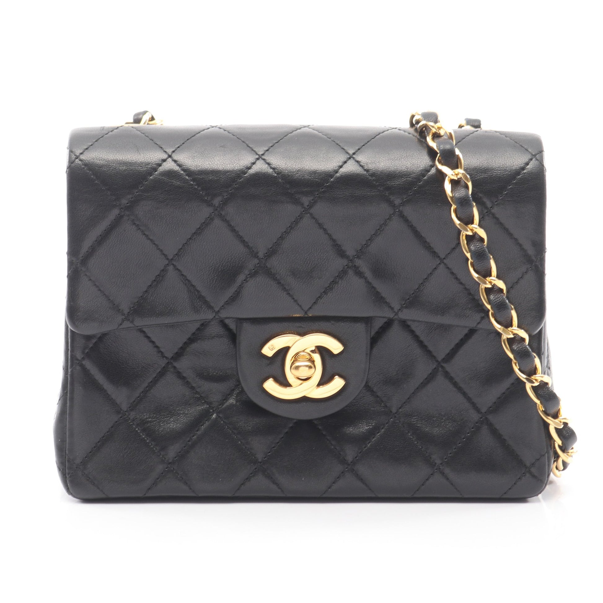 ミニマトラッセ チェーンショルダーバッグ ラムスキン ブラック ゴールド金具 シャネル バッグ CHANEL