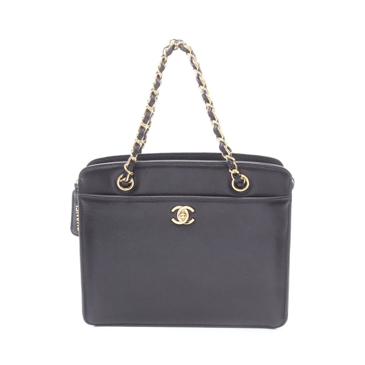 ココマーク チェーンハンドバッグ レザー ブラック ゴールド金具 シャネル バッグ CHANEL