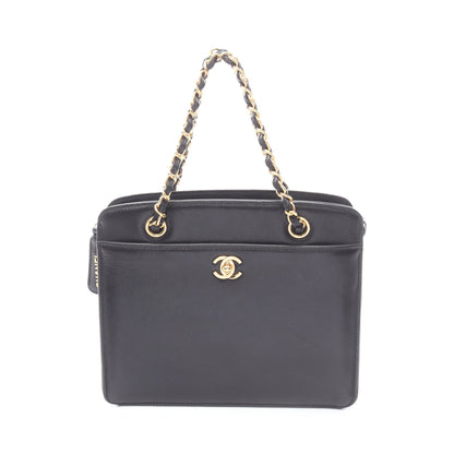 ココマーク チェーンハンドバッグ レザー ブラック ゴールド金具 シャネル バッグ CHANEL