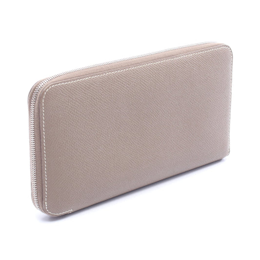 アザップロング シルクイン エトゥープ ラウンドファスナー長財布 ヴォーエプソン グレーブラウン シルバー金具 D刻印 エルメス