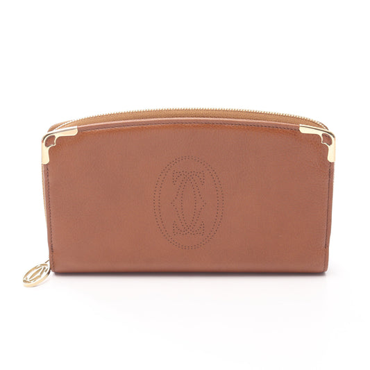 マルチェロ ラウンドファスナー長財布 レザー ブラウン カルティエ