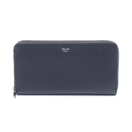 ラージ ジップドウォレット ラウンドファスナー長財布 レザー ブラック セリーヌ