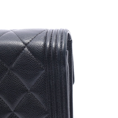 ボーイシャネル 二つ折り長財布 キャビアスキン ブラック ゴールド金具 シャネル 財布・小物 CHANEL