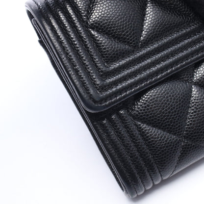 ボーイシャネル 二つ折り長財布 キャビアスキン ブラック ゴールド金具 シャネル 財布・小物 CHANEL