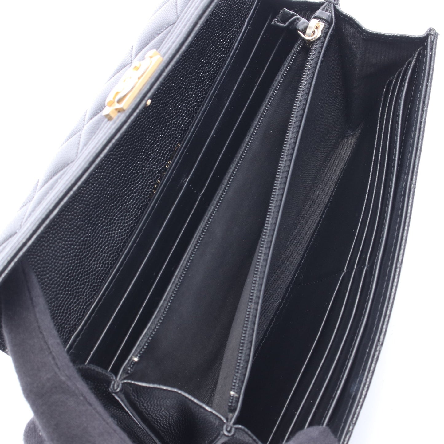 ボーイシャネル 二つ折り長財布 キャビアスキン ブラック ゴールド金具 シャネル 財布・小物 CHANEL