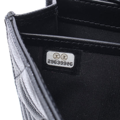 ボーイシャネル 二つ折り長財布 キャビアスキン ブラック ゴールド金具 シャネル 財布・小物 CHANEL