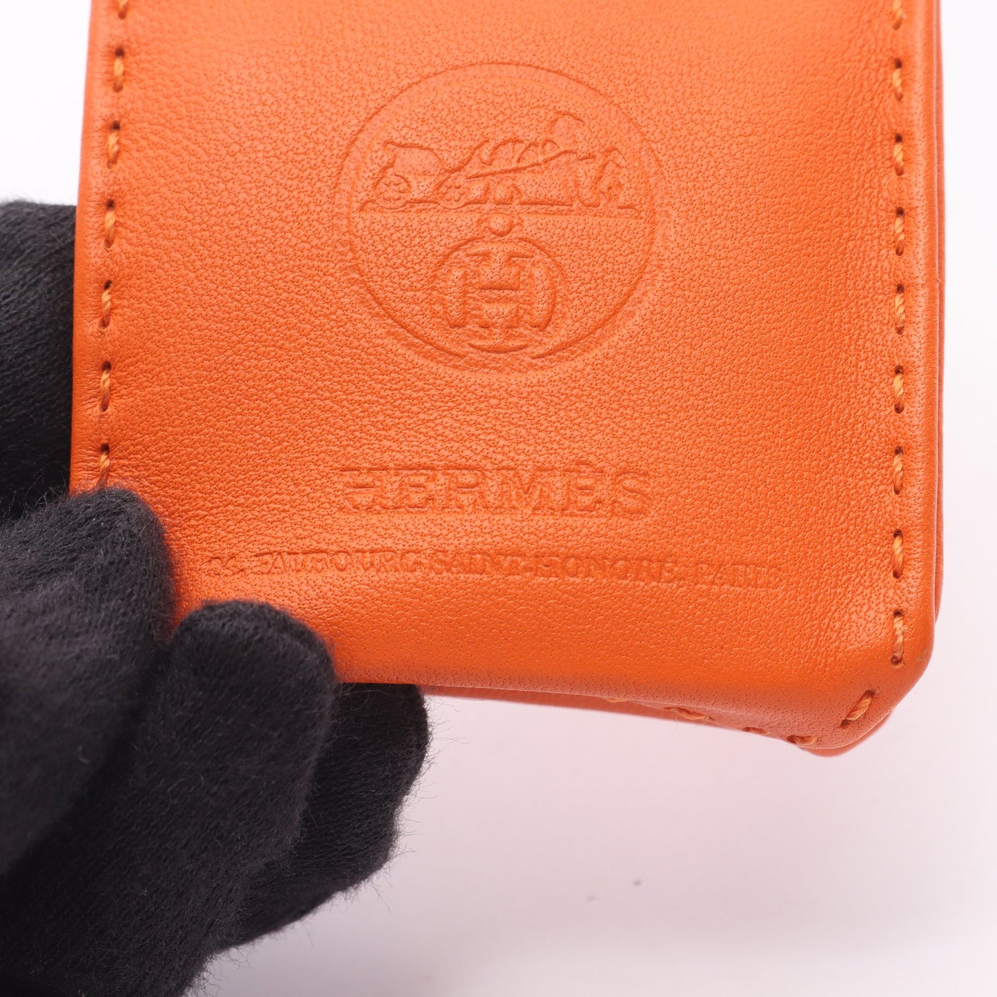 サック オランジュ フー バッグチャーム アニョーミロ レザー オレンジ ブラウン Y刻印 エルメス 財布・小物 HERMES