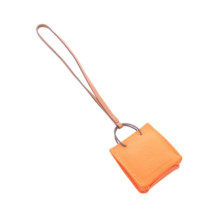 サック オランジュ フー バッグチャーム アニョーミロ レザー オレンジ ブラウン Y刻印 エルメス 財布・小物 HERMES