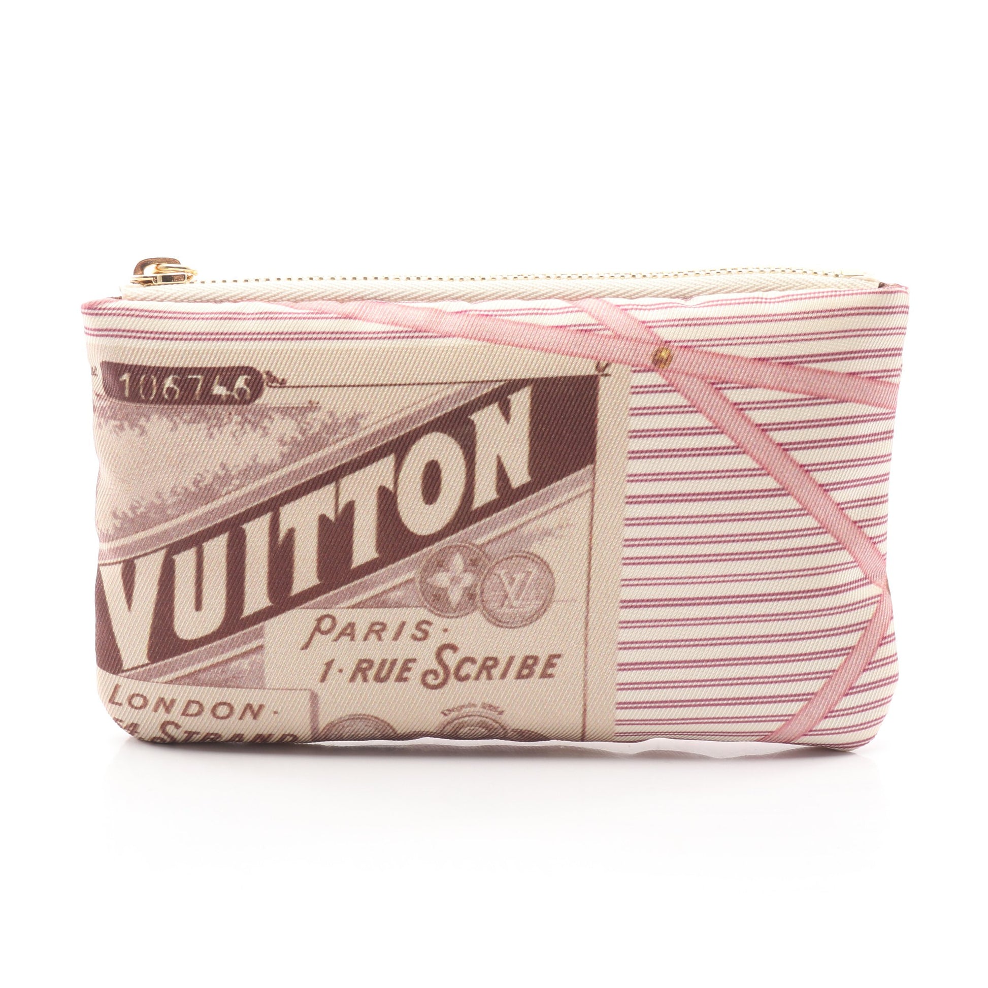 ポシェット クレS キーリング付き ポーチ ファブリック ベージュ ピンク オフホワイト ルイヴィトン 財布・小物 LOUIS VUITTON