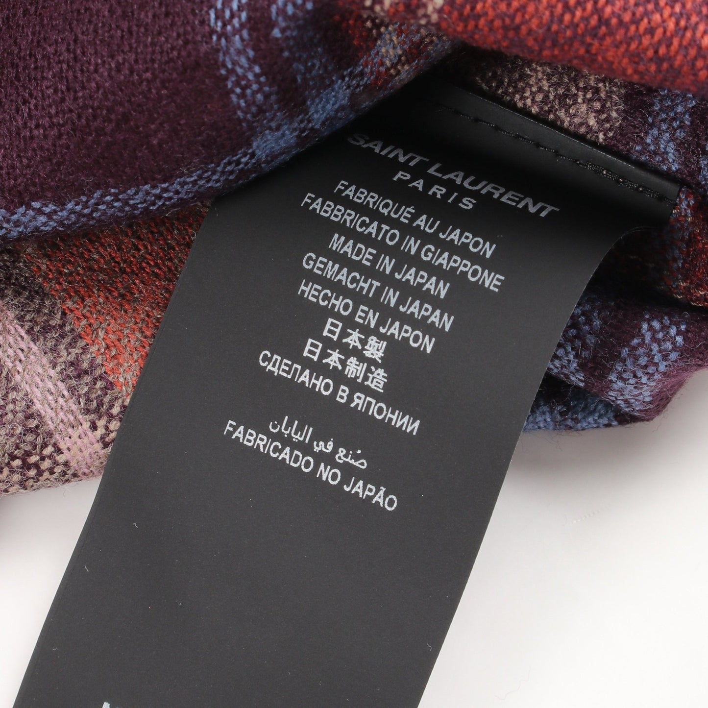 ロゴ刺繍 チェック柄 カットオフ 半袖 シャツ ウール レッドブラウン マルチカラー サンローランパリ トップス SAINT LAURENT PARIS