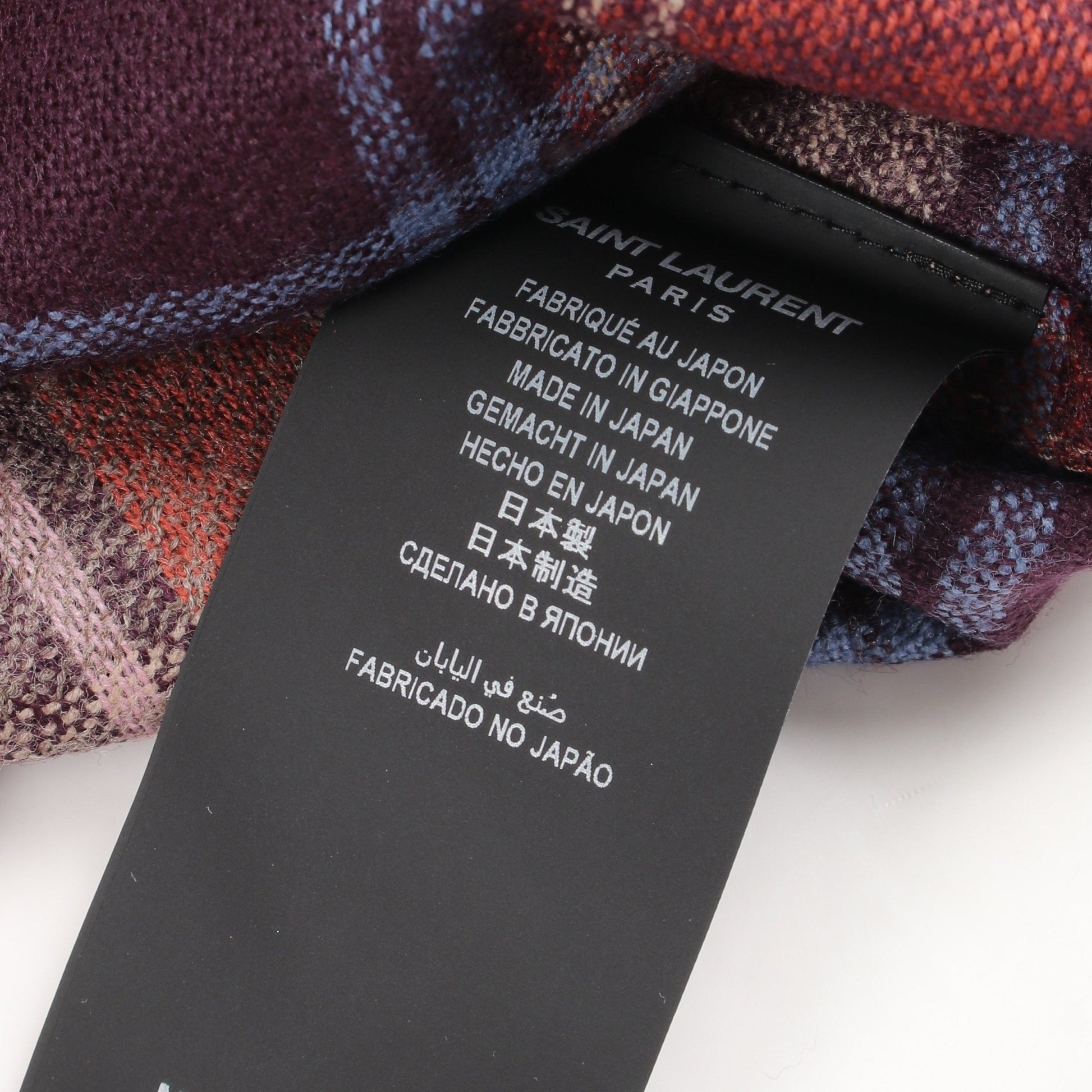 ロゴ刺繍 チェック柄 カットオフ 半袖 シャツ ウール レッドブラウン マルチカラー サンローランパリ トップス SAINT LAURENT PARIS