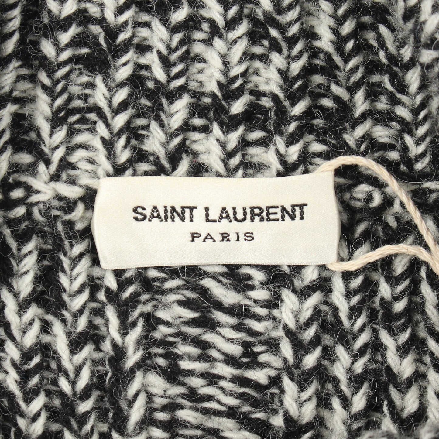 リブ ニット ウール ブラック ホワイト サンローランパリ トップス SAINT LAURENT PARIS